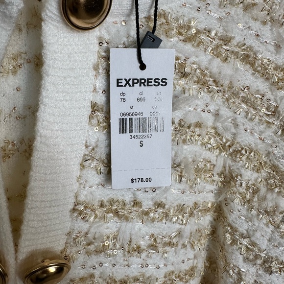 Express Cream and Gold Buttoned Cardigan - Picture 2 of 4